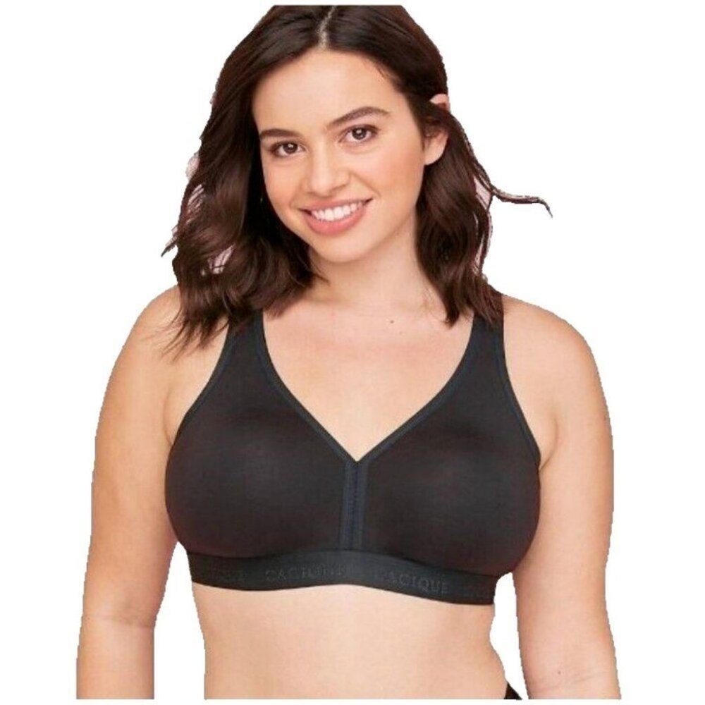 Cacique Lane Bryant Womens Bra Cotton Unlined No Wire Size 46C Black